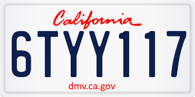 CA license plate 6TYY117