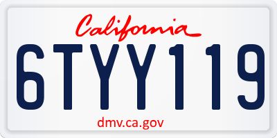 CA license plate 6TYY119