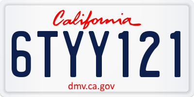 CA license plate 6TYY121