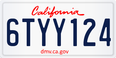 CA license plate 6TYY124