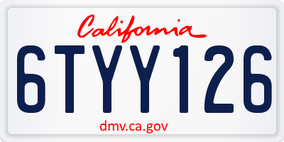 CA license plate 6TYY126