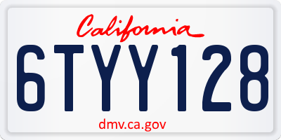 CA license plate 6TYY128