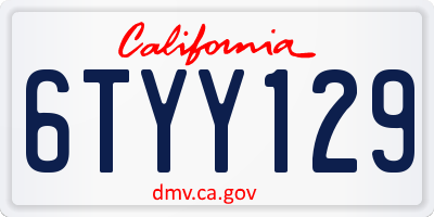 CA license plate 6TYY129