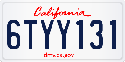 CA license plate 6TYY131