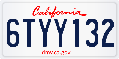CA license plate 6TYY132