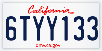 CA license plate 6TYY133