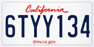 CA license plate 6TYY134