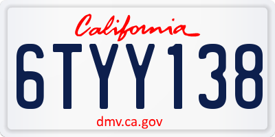 CA license plate 6TYY138