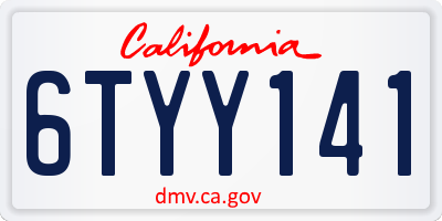 CA license plate 6TYY141