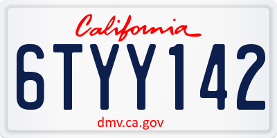 CA license plate 6TYY142