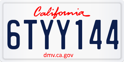 CA license plate 6TYY144