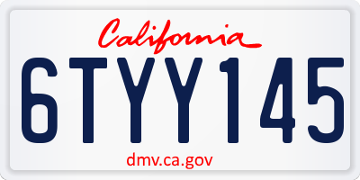 CA license plate 6TYY145