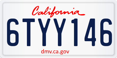CA license plate 6TYY146