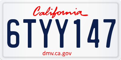 CA license plate 6TYY147
