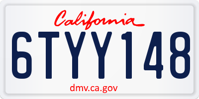 CA license plate 6TYY148