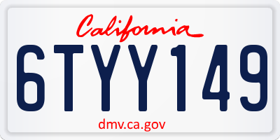 CA license plate 6TYY149