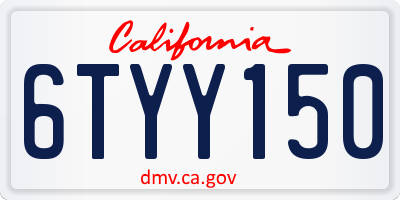 CA license plate 6TYY150
