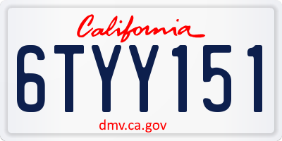 CA license plate 6TYY151
