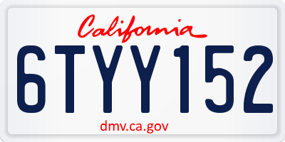 CA license plate 6TYY152