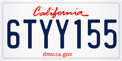 CA license plate 6TYY155