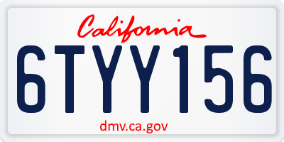 CA license plate 6TYY156