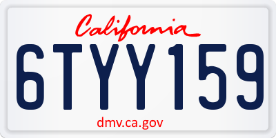CA license plate 6TYY159