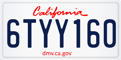 CA license plate 6TYY160