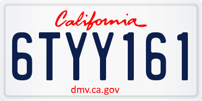 CA license plate 6TYY161