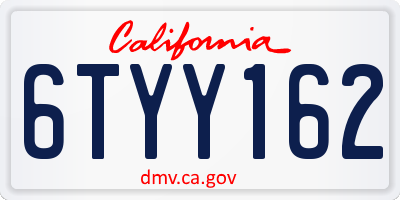 CA license plate 6TYY162