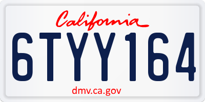 CA license plate 6TYY164