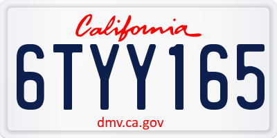 CA license plate 6TYY165