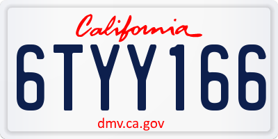 CA license plate 6TYY166