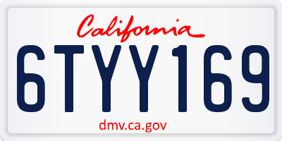CA license plate 6TYY169