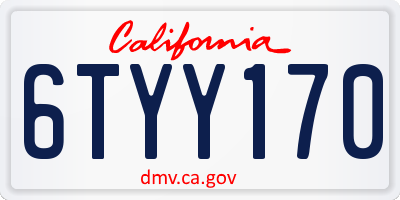 CA license plate 6TYY170