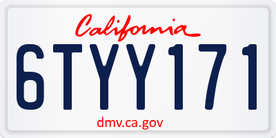 CA license plate 6TYY171