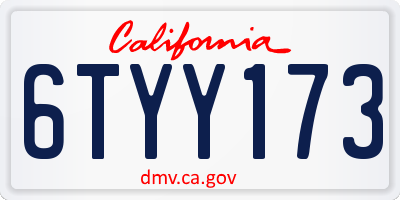 CA license plate 6TYY173