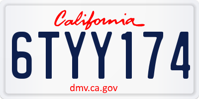 CA license plate 6TYY174