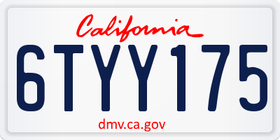 CA license plate 6TYY175