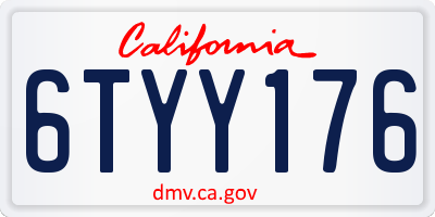 CA license plate 6TYY176