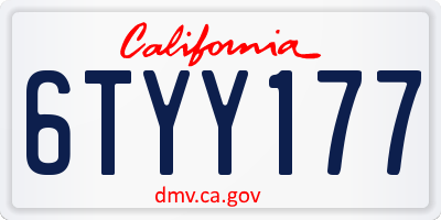 CA license plate 6TYY177