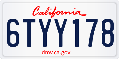 CA license plate 6TYY178