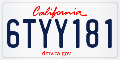 CA license plate 6TYY181