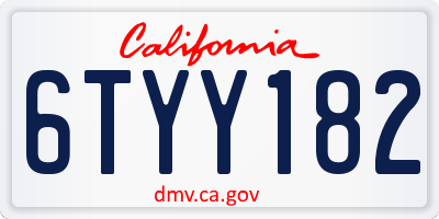CA license plate 6TYY182