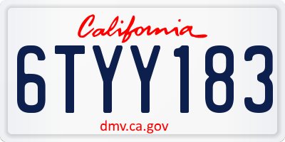 CA license plate 6TYY183