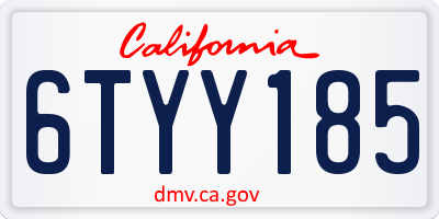 CA license plate 6TYY185