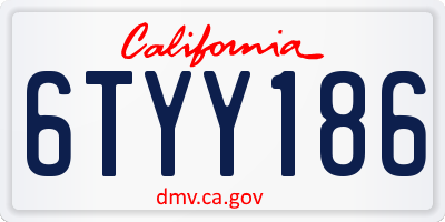 CA license plate 6TYY186