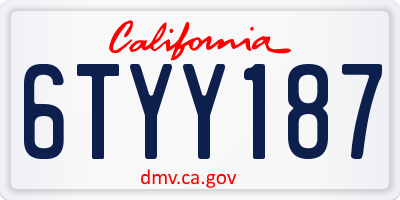 CA license plate 6TYY187