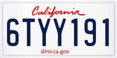 CA license plate 6TYY191