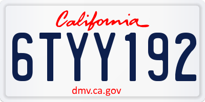 CA license plate 6TYY192