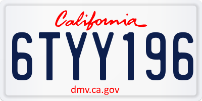 CA license plate 6TYY196